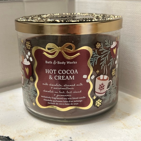 Bath & Body Works Other - Bath & Body Works 3 Wick Candle - Hot and Cocoa Cream